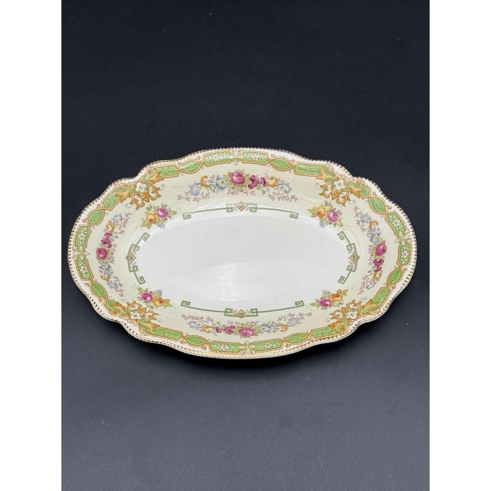 Old Staffordshire Johnson Brothers England Gold Rimmed Ningpo Oval Bowl 8"